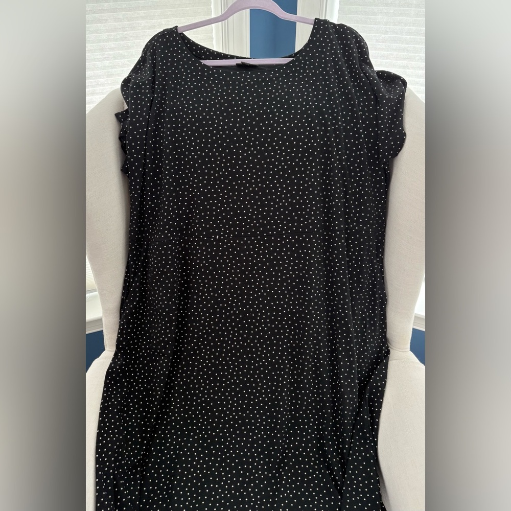 J. Jill Black Polka Dot A-Line Dress With Pockets. Size XL